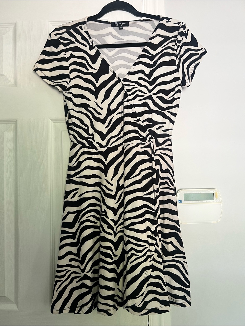 Black & White Zebra-Print Wrap Dress size S